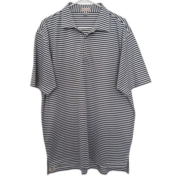 Peter Millar Other - Peter Millar Mens LARGE Summer Comfort Polo Golf Shirt Striped White Blue Knit